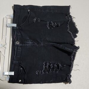 Silver Crush Shorts Womens Junior Size 13 / 14 Black Distressed Distroyed Holes